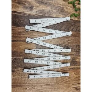 Vintage Wooden Folding Defiance Yard Stick 6 Feet Double Sided White Made in USA
